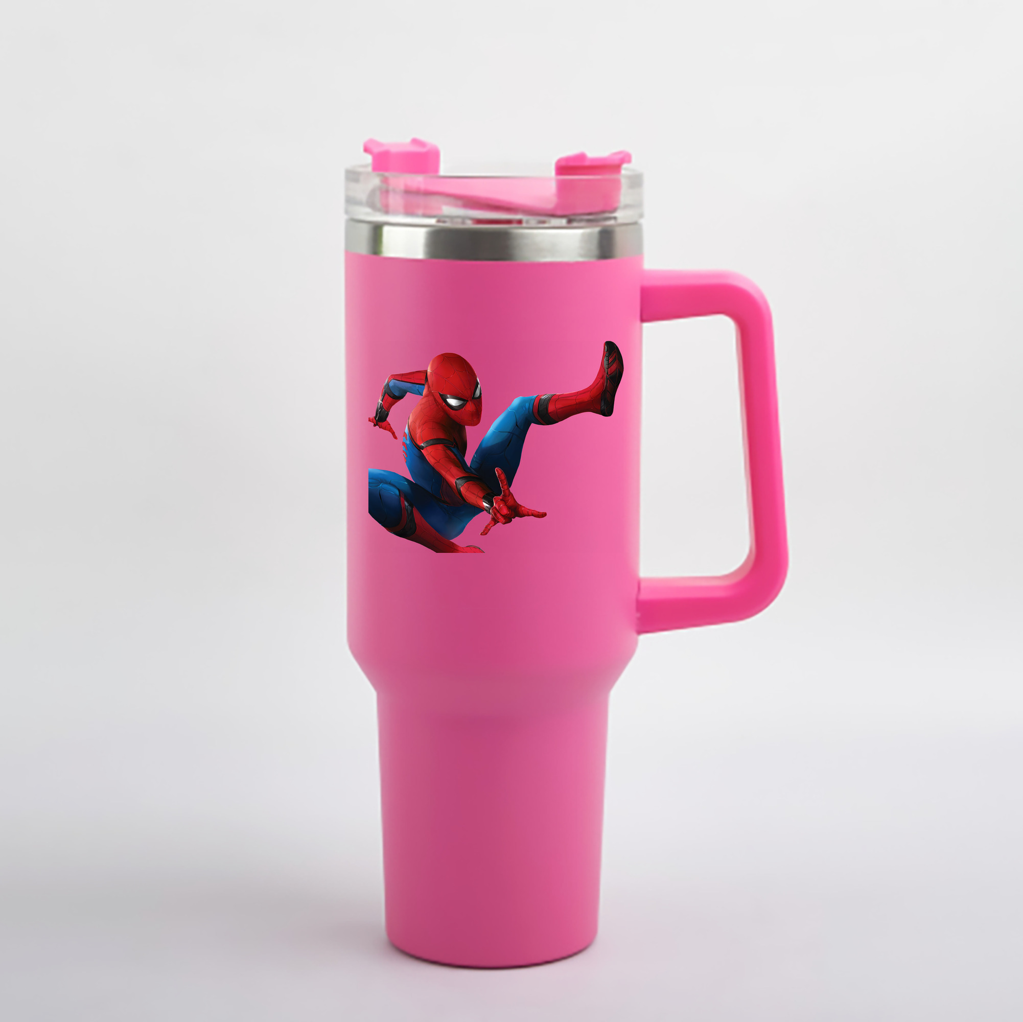 （画像用） Spider Man スパイダーマン 1200mL車用タンブラー - クリスタルステッカー（プラスチックストロー付き）